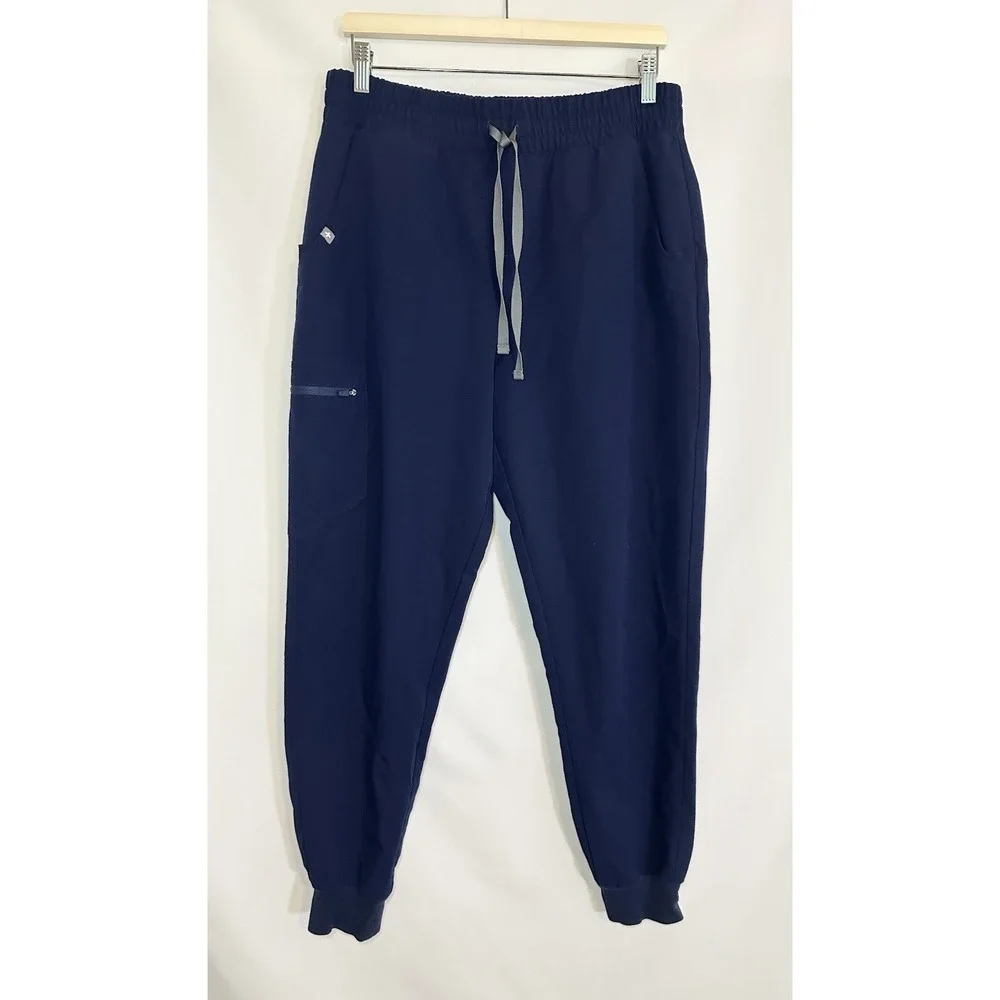 FIGS Women's LARGE Zamora Jogger Scrub Pants Navy Blue‎ Technical Collection